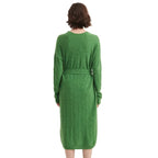 Belted Ribbed Knit Crew Neck Sweater Dress - BENTA Crochet