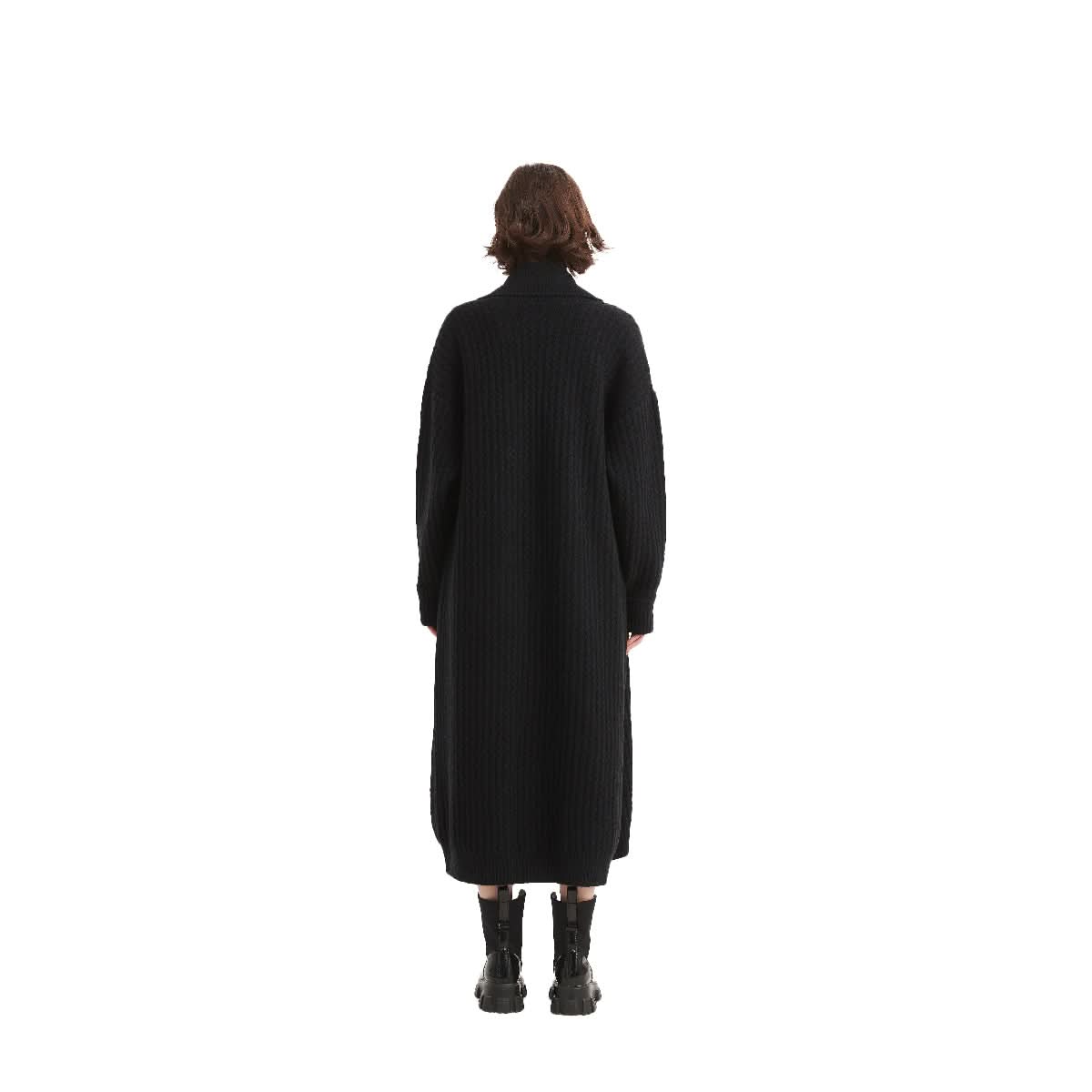 Black Shawl Collar Long Wrap Cardigan - BENTA Crochet