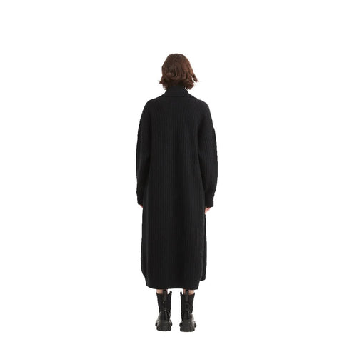Black Shawl Collar Long Wrap Cardigan - BENTA Crochet