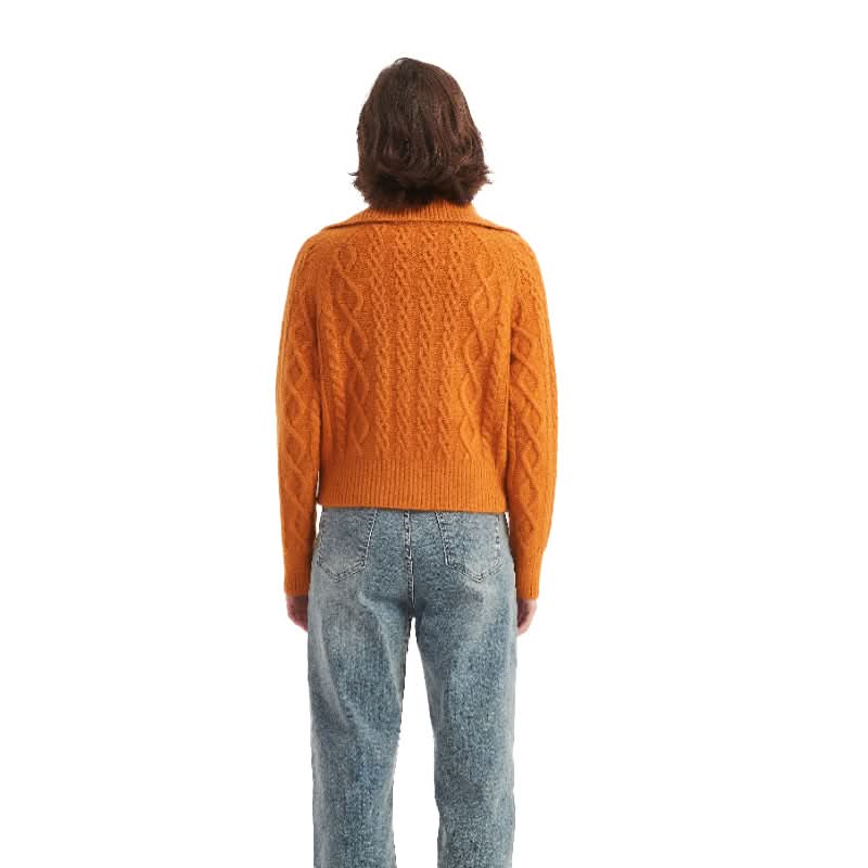 Cable Knit Zip-Up Cardigan Sweater - BENTA Crochet