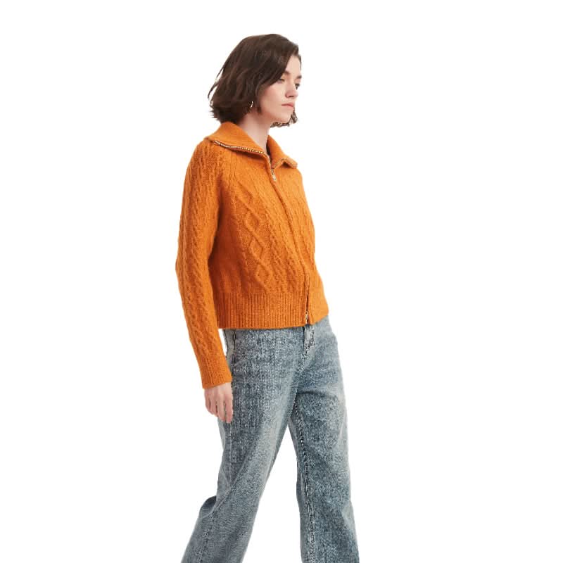 Cable Knit Zip-Up Cardigan Sweater - BENTA Crochet