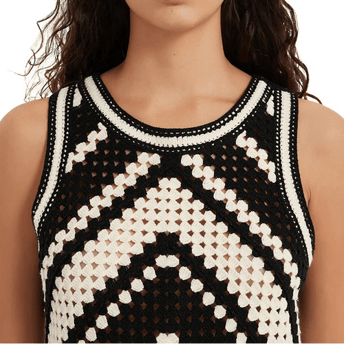 Chevron Crochet Tank & Fringe Maxi Skirt Set - BENTA Crochet