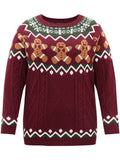 Christmas Gingerbread Man Print Plisse Pullover - BENTA Crochet