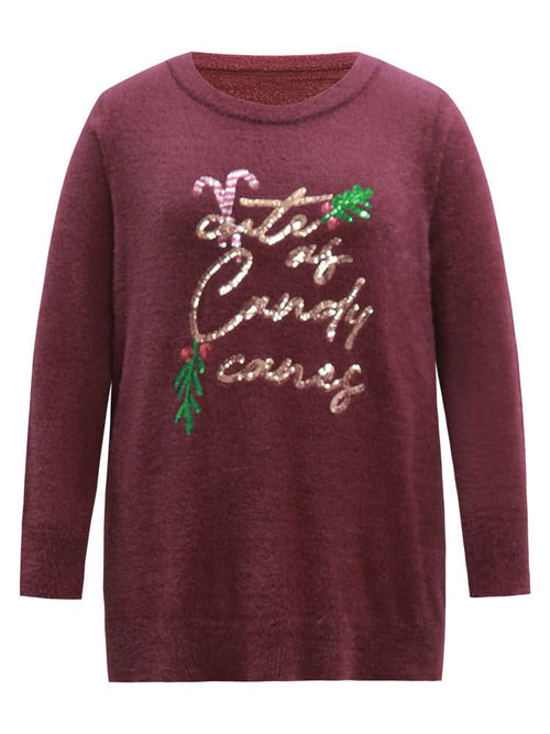 Christmas Sequin Embroidered Fluffy Pullover - BENTA Crochet