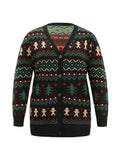 Christmas Trees & Gingerbread Man Print Pocket Cardigan - BENTA Crochet