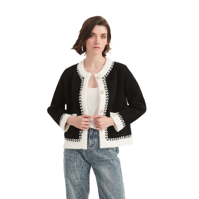 Classic Crew Neck Cardigan Sweater - BENTA Crochet