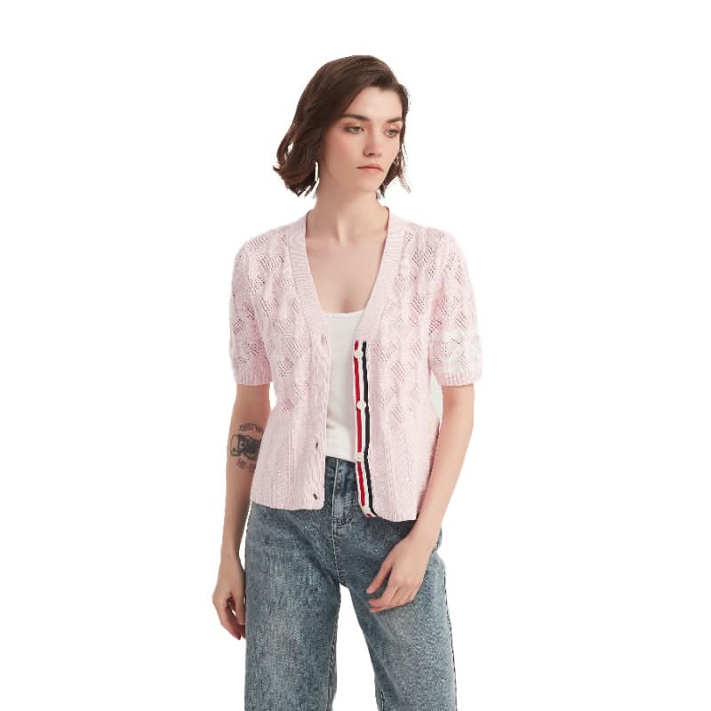 Cropped Hollow-Out V-Neck Sweater Top - BENTA Crochet