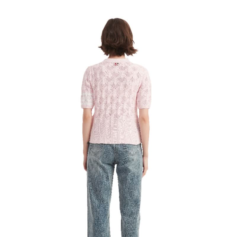 Cropped Hollow-Out V-Neck Sweater Top - BENTA Crochet