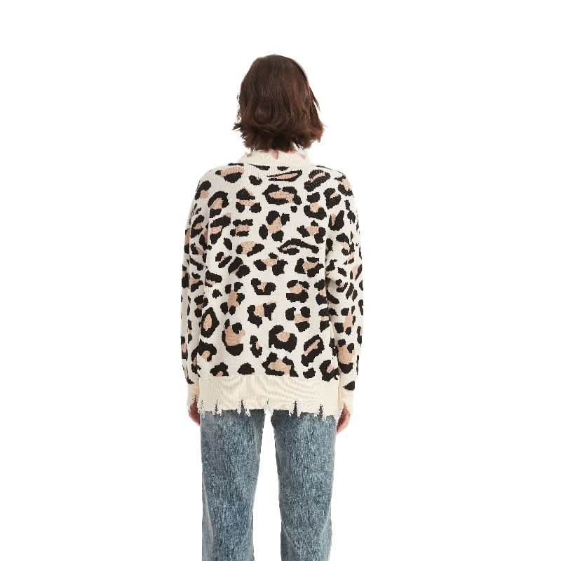 Cropped Leopard Print Tassel Pullover Sweater - BENTA Crochet