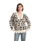 Cropped Leopard Print Tassel Pullover Sweater - BENTA Crochet