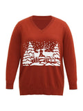 Custom Anti-Pilling Christmas Trees & Elk Print Pullover OEM | Rust Knitwear - BENTA Crochet
