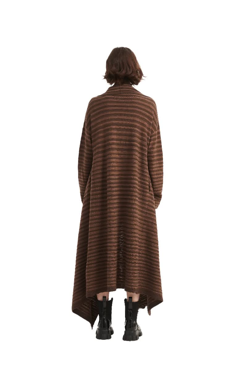 Diagonal Stripe Draped Long Wrap Cardigan - BENTA Crochet