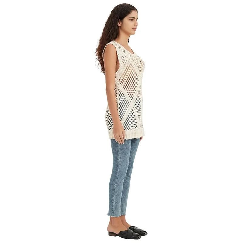 Diamond Lattice Crochet Tunic Vest - BENTA Crochet