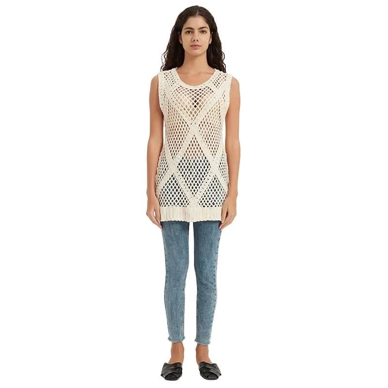 Diamond Lattice Crochet Tunic Vest - BENTA Crochet
