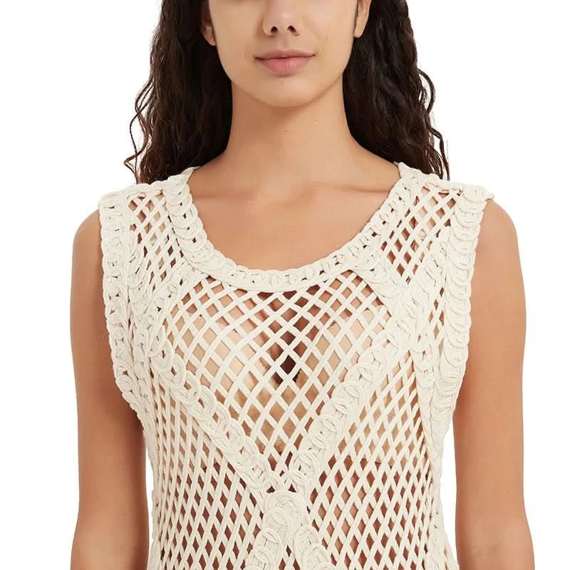 Diamond Lattice Crochet Tunic Vest - BENTA Crochet