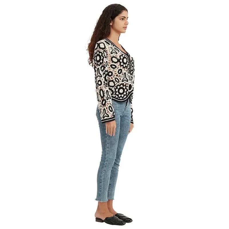 Floral Crochet Button-Front Cardigan - BENTA Crochet