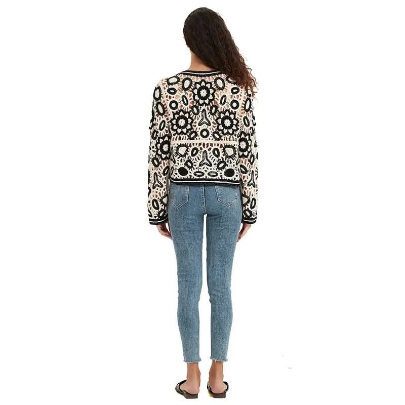 Floral Crochet Button-Front Cardigan - BENTA Crochet