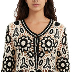 Floral Crochet Button-Front Cardigan - BENTA Crochet