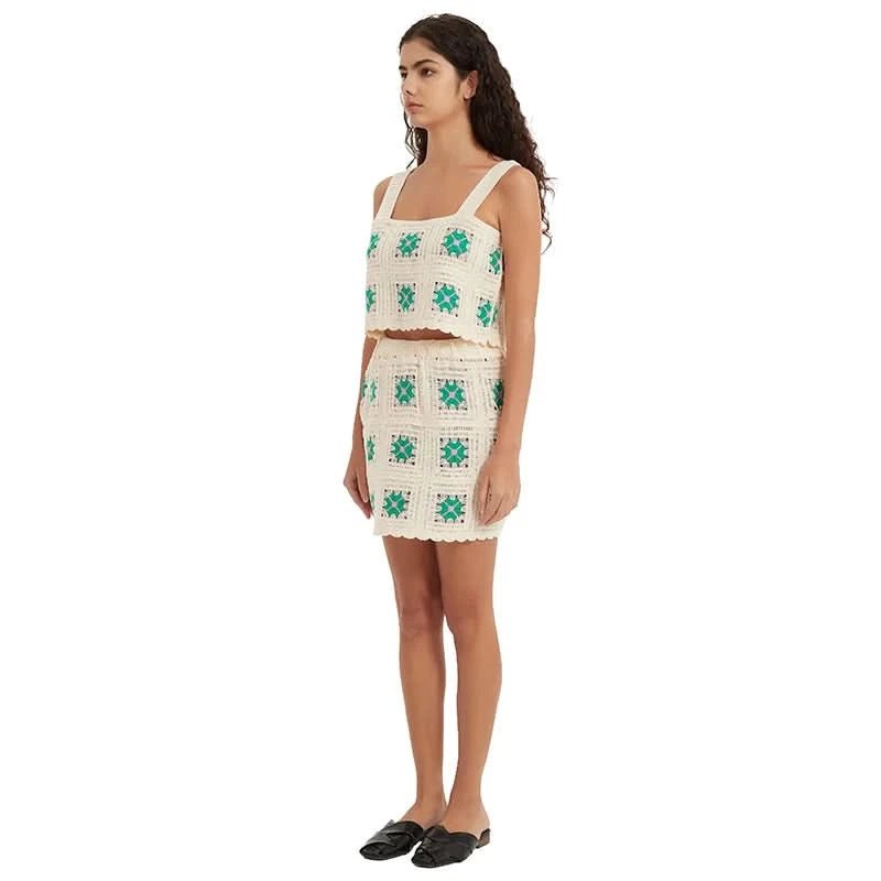 Granny Square Crochet Cropped Top & Skirt Set - BENTA Crochet