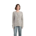 Gray Cable Knit Crewneck Cardigan Sweater - BENTA Crochet
