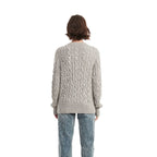 Gray Cable Knit Crewneck Cardigan Sweater - BENTA Crochet