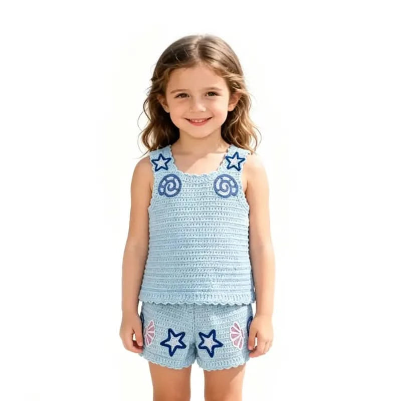 Kids Crochet Tank & Shorts Set | Coastal Motif Wholesale