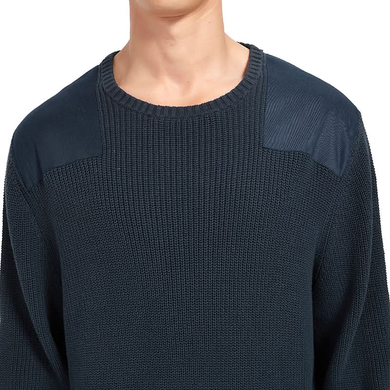 Men Canvas Patch Waffle Knit Sweatshirt | Workwear Style Custom Wholesale Top - BENTA Crochet
