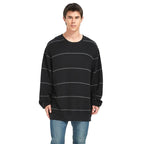 Men Horizontal Stripe Waffle Knit Sweatshirt | Oversized Casual Custom Bulk Pullover - BENTA Crochet