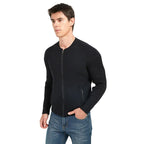 Men Ribbed Zip Up Baseball Collar Knit Jacket | Slim Custom Bulk Outerwear - BENTA Crochet