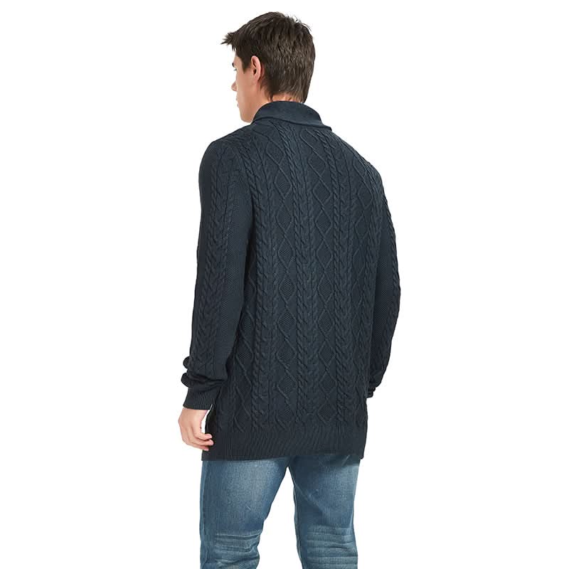 Men Shawl Collar Cable Knit Sweater | Retro Oversized Custom Bulk Knit Pullover - BENTA Crochet