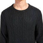 Men's Crew Neck Diamond Cable Knit Pullover Sweater | Custom OEM Wholesale Autumn Winter Knitwear - BENTA Crochet