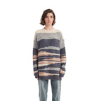 Mountain Stripe Crew Neck Pullover Sweater - BENTA Crochet