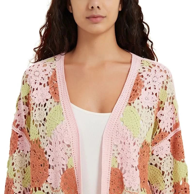 Multicolor Patchwork Crochet Kimono Cardigan - BENTA Crochet