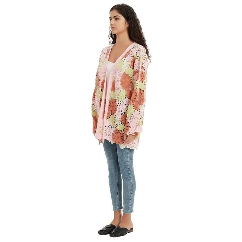 Multicolor Patchwork Crochet Kimono Cardigan - BENTA Crochet