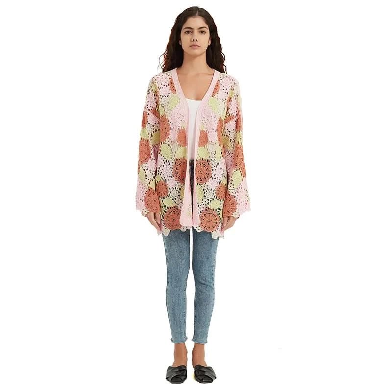 Multicolor Patchwork Crochet Kimono Cardigan - BENTA Crochet