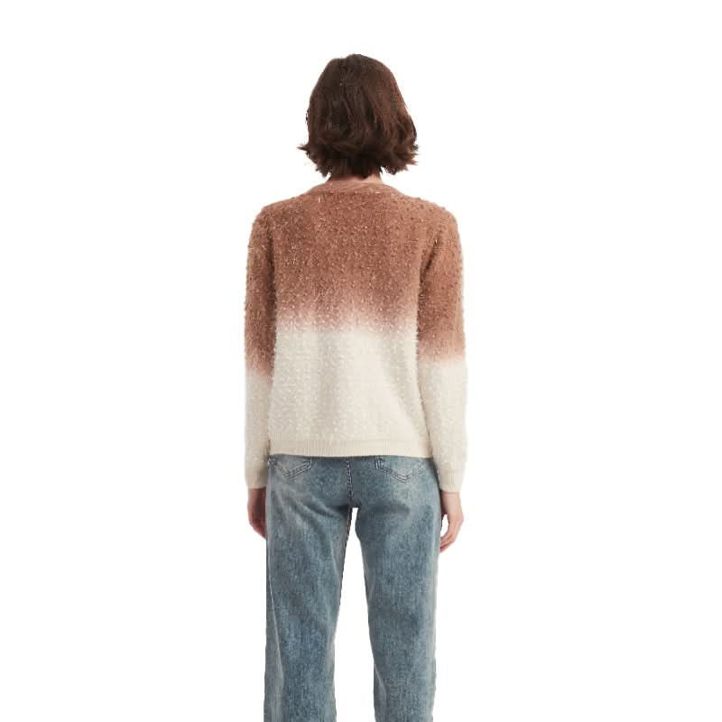 Ombre V-Neck Single-Breasted Cardigan Sweater - BENTA Crochet
