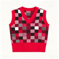 Plaid Checkered V-Neck Sweater Vest - BENTA Crochet
