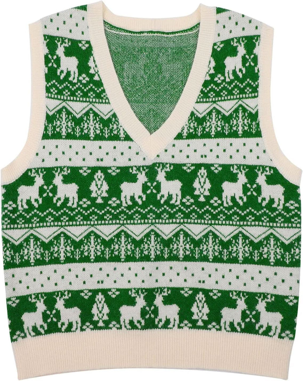 Reindeer & Snowflake V-Neck Sweater Vest - BENTA Crochet