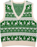 Reindeer & Snowflake V-Neck Sweater Vest - BENTA Crochet