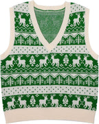Reindeer & Snowflake V-Neck Sweater Vest - BENTA Crochet