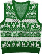 Reindeer & Snowflake V-Neck Sweater Vest - BENTA Crochet