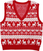 Reindeer & Snowflake V-Neck Sweater Vest - BENTA Crochet