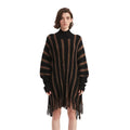 Striped Tassel Batwing Sleeve Sweater Dress - BENTA Crochet