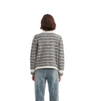 Striped Tweed Crewneck Cardigan Sweater - BENTA Crochet