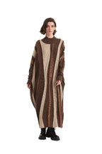 Vertical Colorblock Mock Neck Caftan Sweater Dress - BENTA Crochet