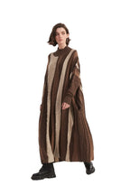 Vertical Colorblock Mock Neck Caftan Sweater Dress - BENTA Crochet