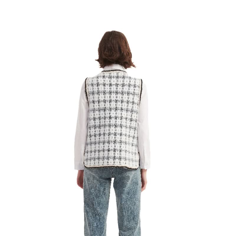 Vintage Tweed V-Neck Sweater Vest - BENTA Crochet