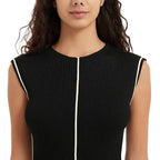 Women Contrast Piping Ribbed Sleeveless Midi Bodycon Knit Dress | Custom Private Label Knitwear - BENTA Crochet