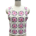Women's Crochet Top | Pink Floral Square Neck - BENTA Crochet
